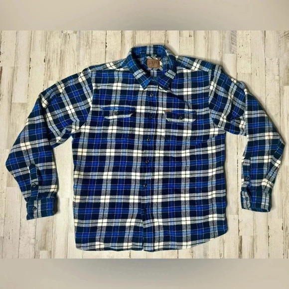 Orvis Flannel Shirt Adult XL Blue Plaid Button Long Sleeve - Picture 1 of 13